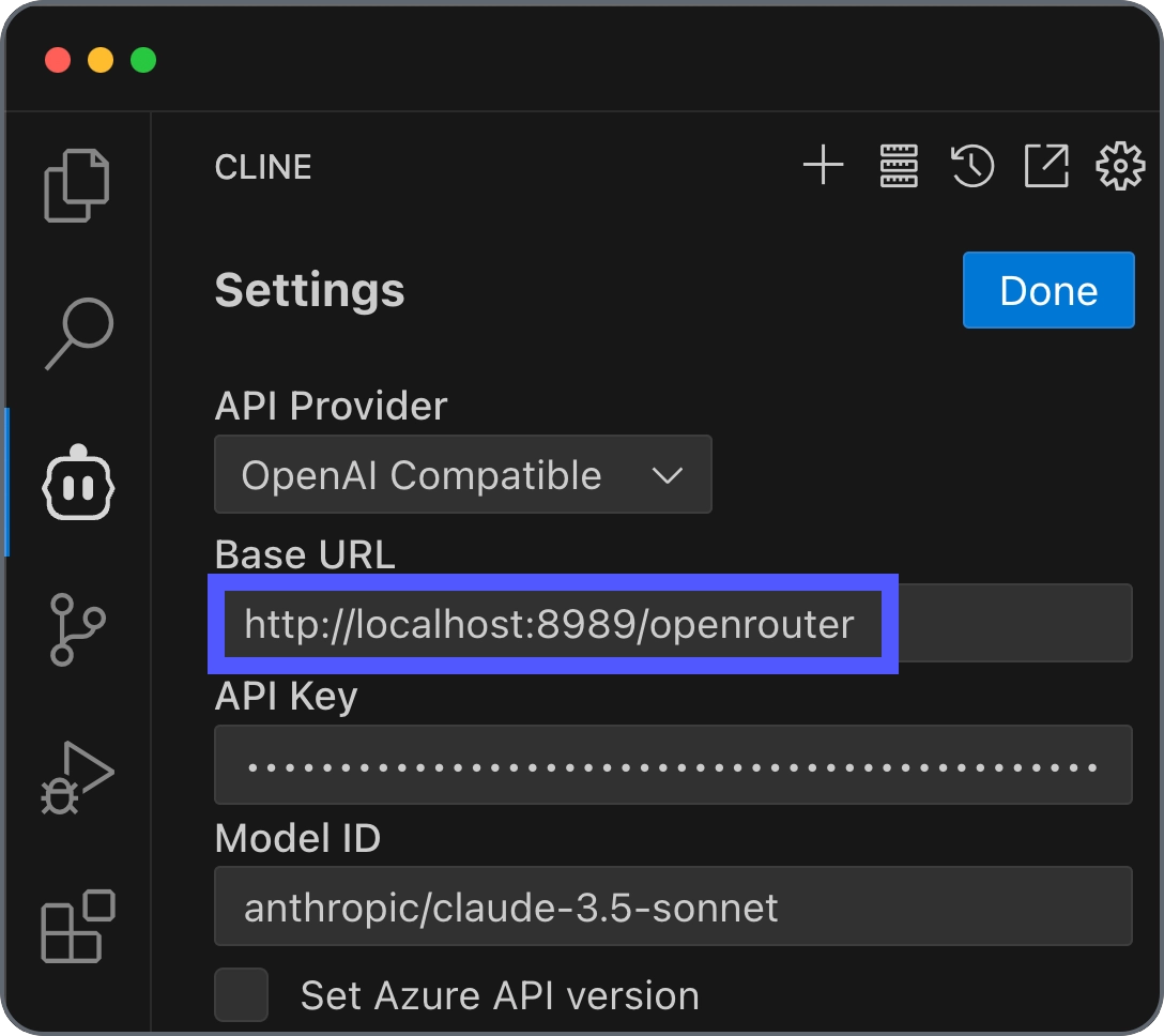 Cline settings for OpenRouter